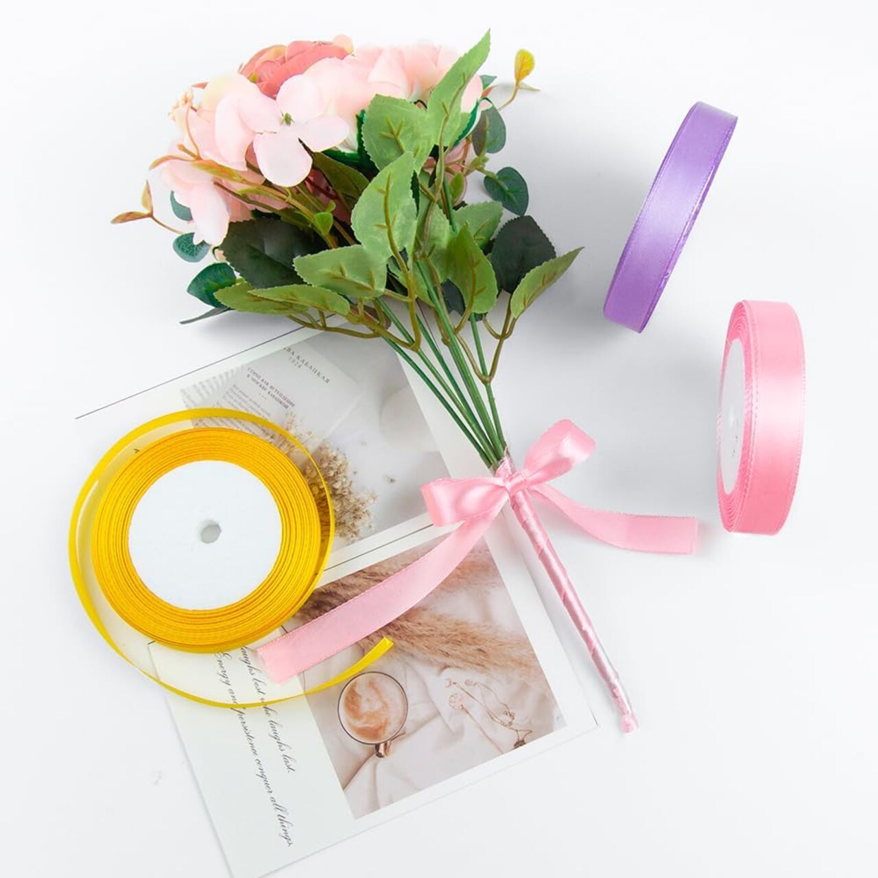 1-1/2 Inches x 25 Yards Solid White Satin Ribbon, Perfect for Crafts, Wedding Decor, DIY Hair Accessories, Sewing, Gift Package Wrapping and More